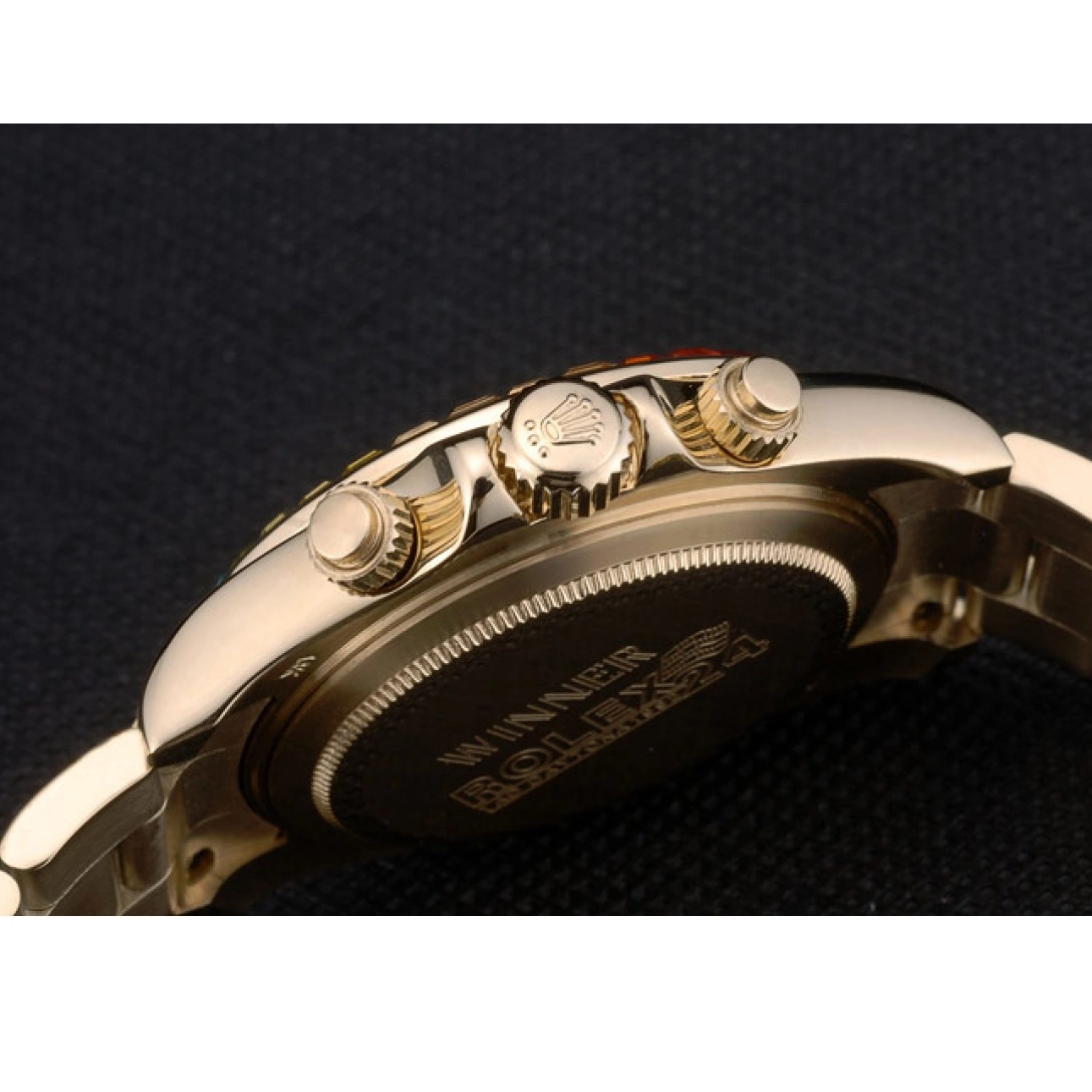 MiroTime 0719 Rolex Daytona Cosmograph Rainbow Crystals Bezel Rose Gold Strap Black Dial 80251